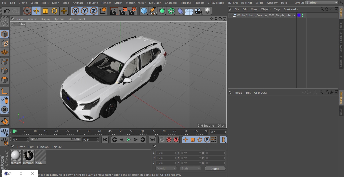 White Subaru Forester 2022 Simple Interior 3D