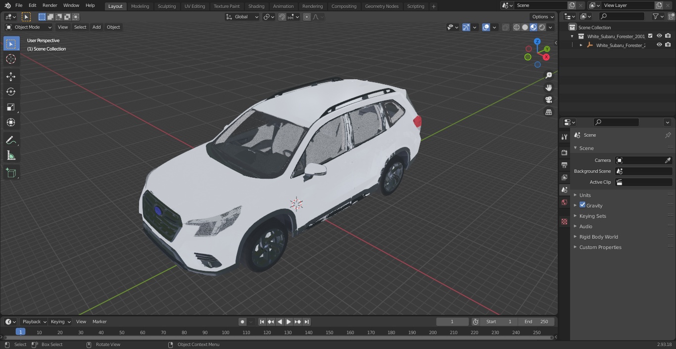 White Subaru Forester 2022 Simple Interior 3D