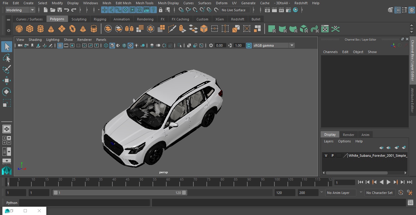 White Subaru Forester 2022 Simple Interior 3D