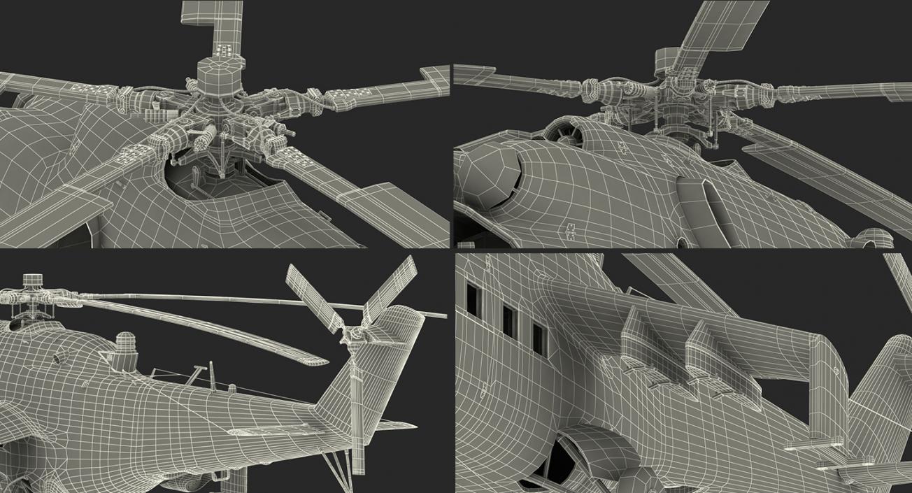 3D model Russian Helicopter Mil Mi-24 Hind Rigged