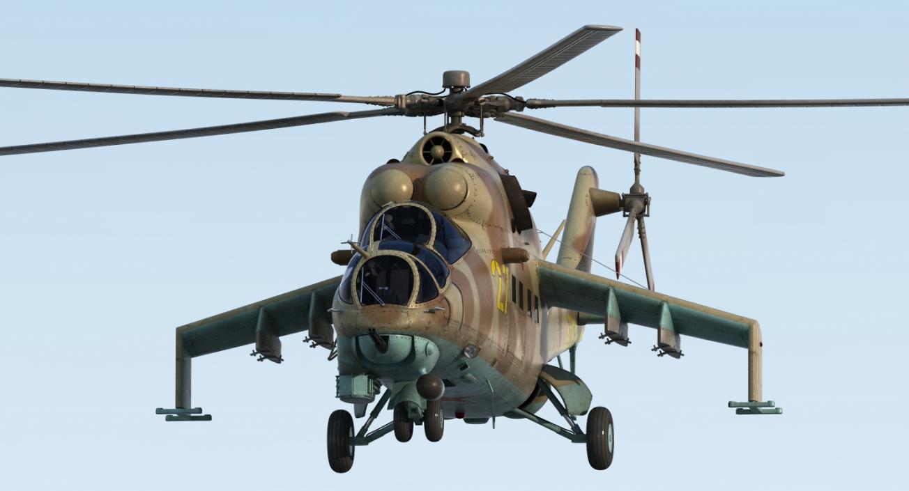 3D model Russian Helicopter Mil Mi-24 Hind Rigged