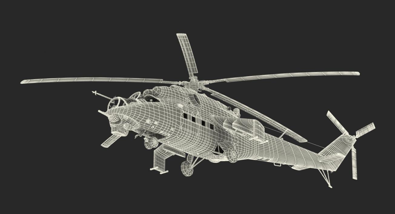 3D model Russian Helicopter Mil Mi-24 Hind Rigged