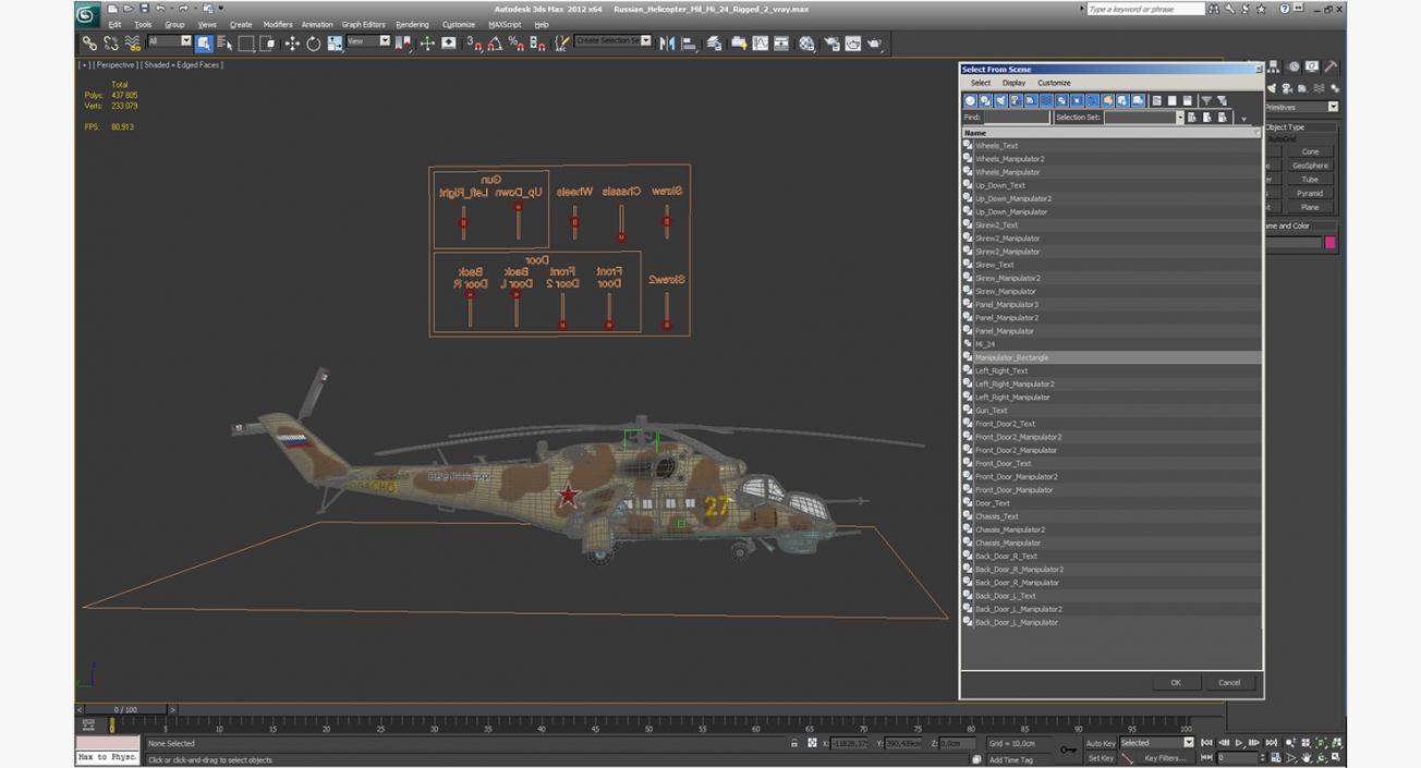 3D model Russian Helicopter Mil Mi-24 Hind Rigged