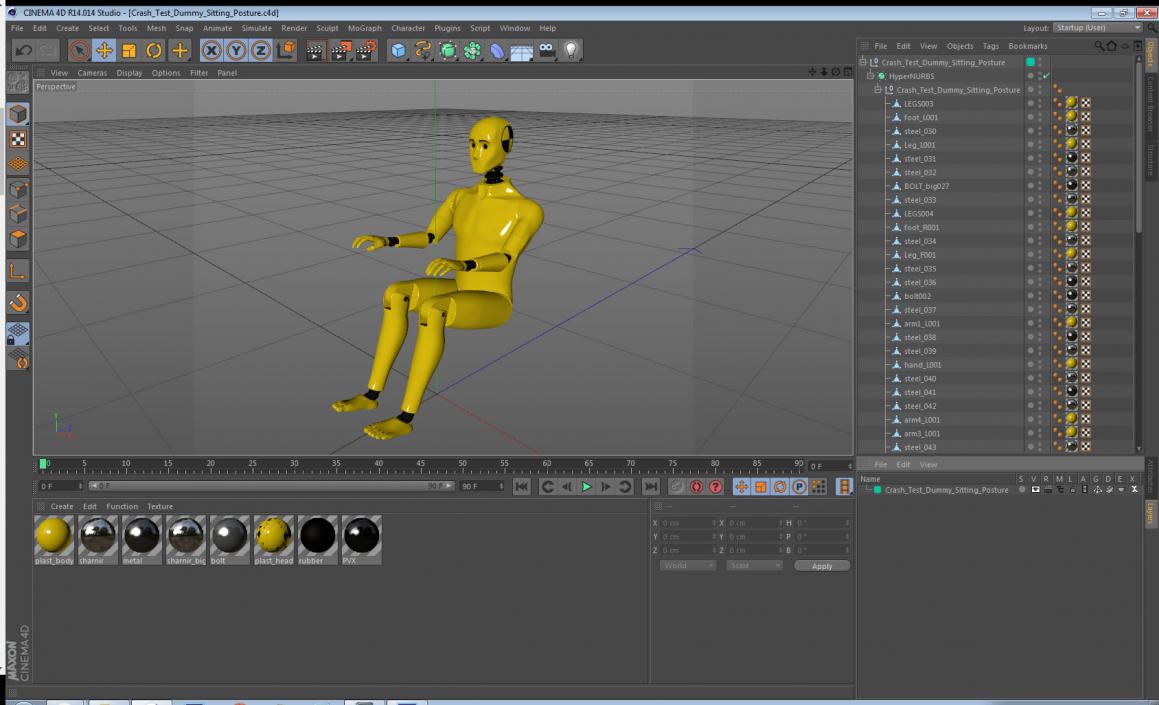 Crash Test Dummy Sitting Posture 3D