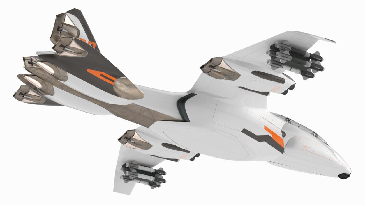 Futuristic Military Fighter Jet White 3D