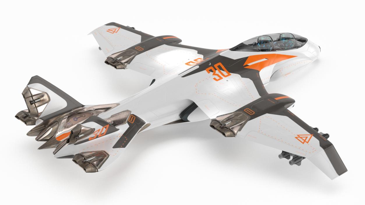 Futuristic Military Fighter Jet White 3D