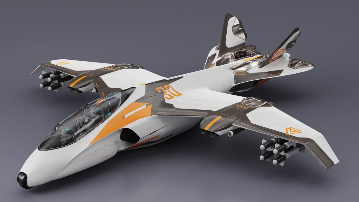 Futuristic Military Fighter Jet White 3D