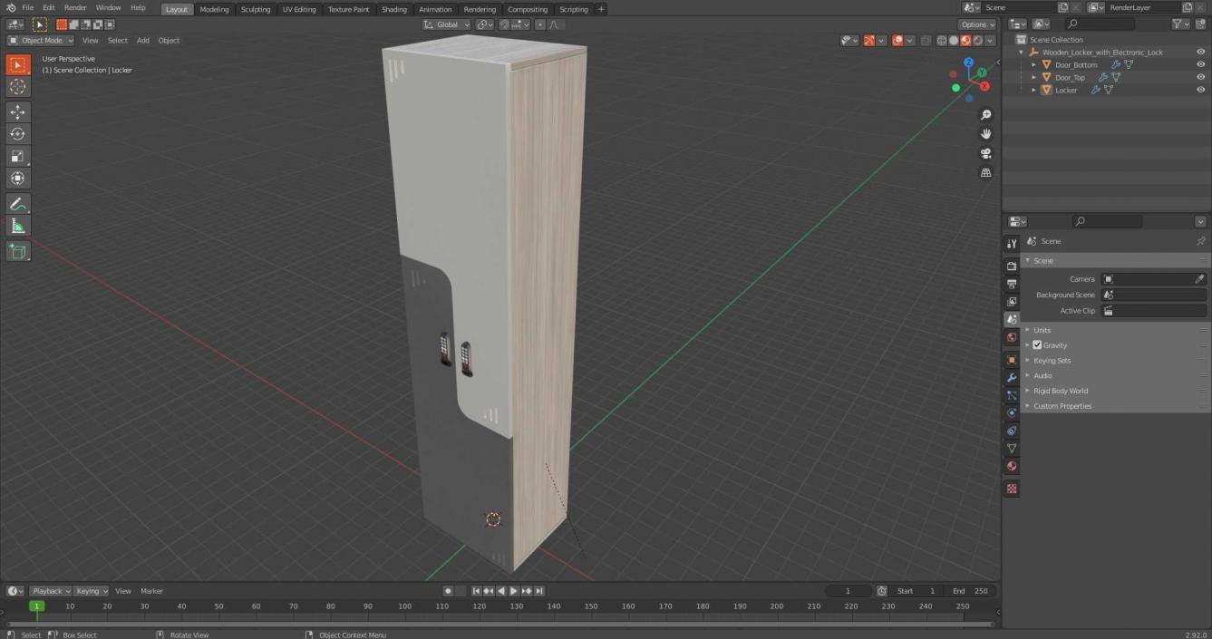 Wooden Locker with Electronic Lock 3D model