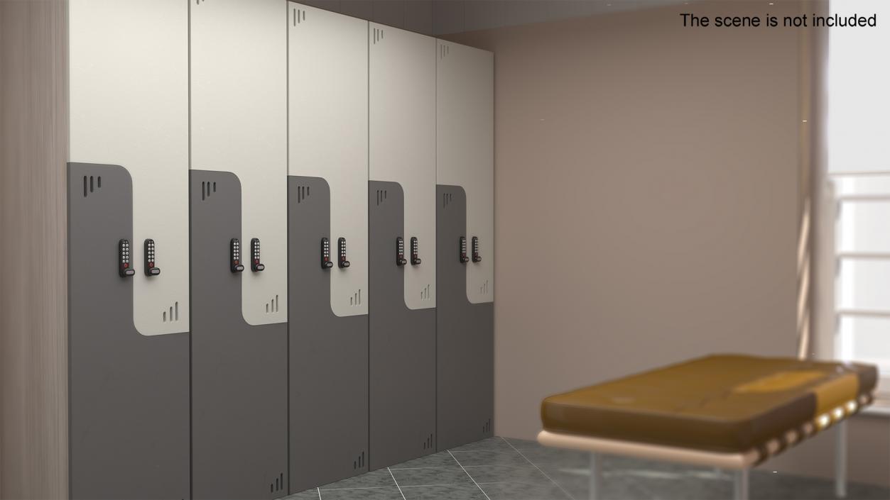 Wooden Locker with Electronic Lock 3D model