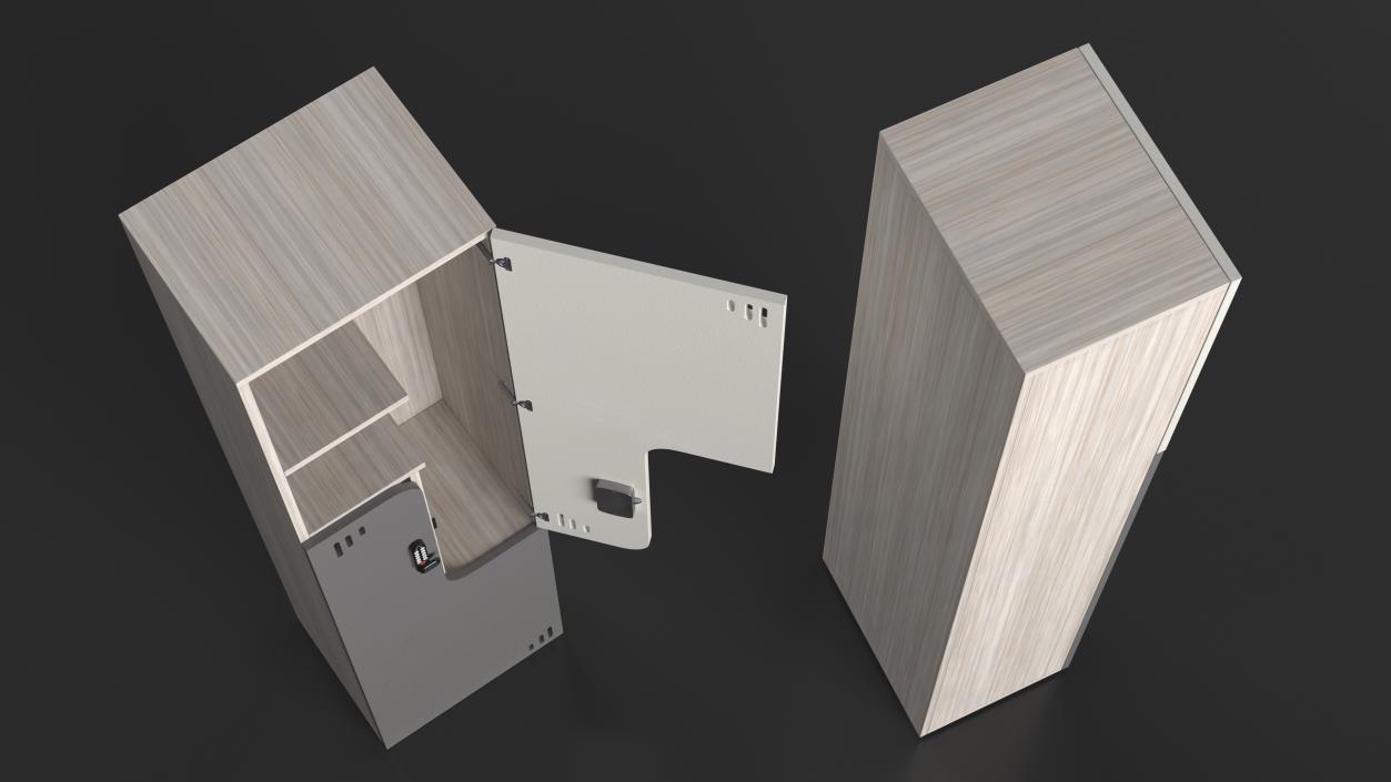 Wooden Locker with Electronic Lock 3D model