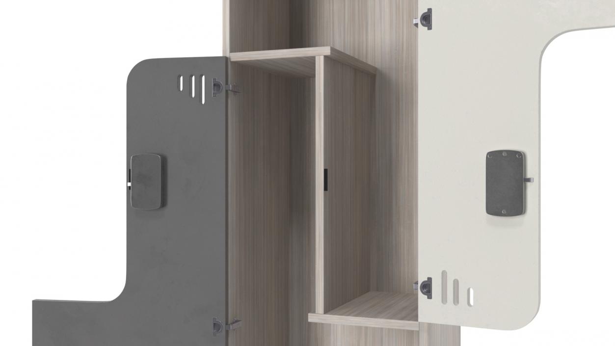 Wooden Locker with Electronic Lock 3D model