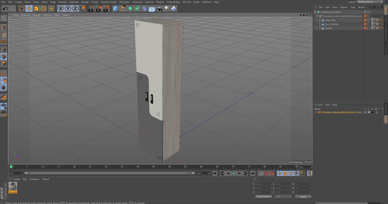 Wooden Locker with Electronic Lock 3D model