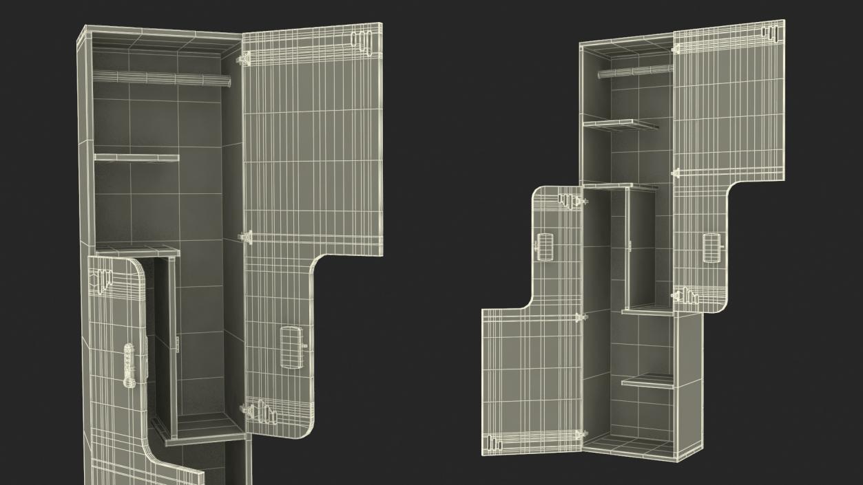 Wooden Locker with Electronic Lock 3D model