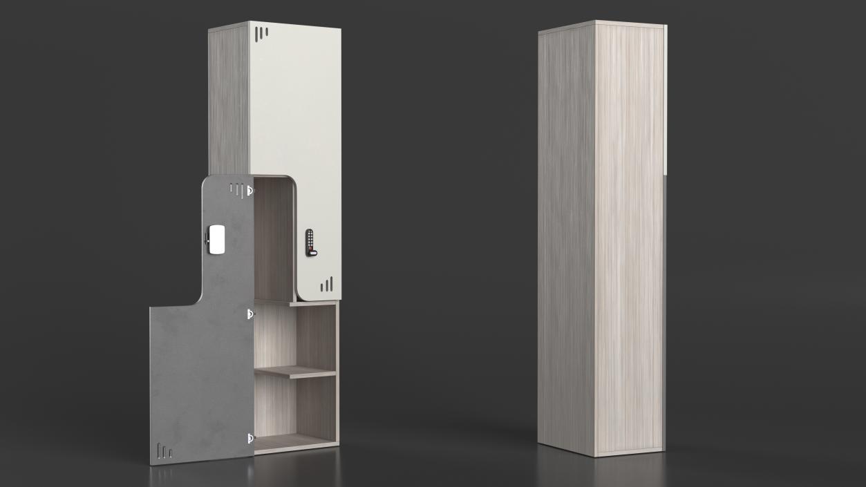 Wooden Locker with Electronic Lock 3D model