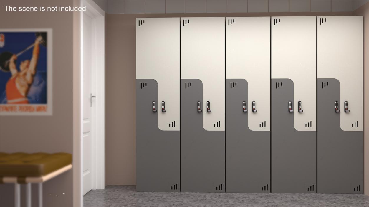 Wooden Locker with Electronic Lock 3D model