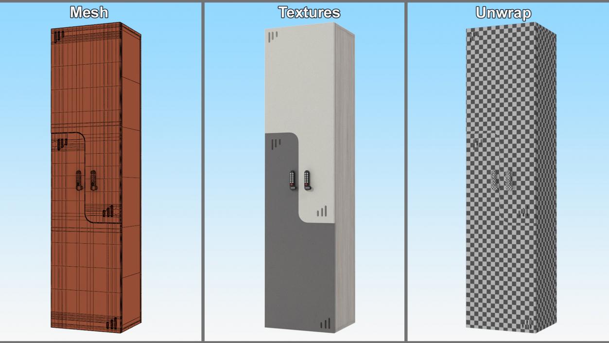 Wooden Locker with Electronic Lock 3D model