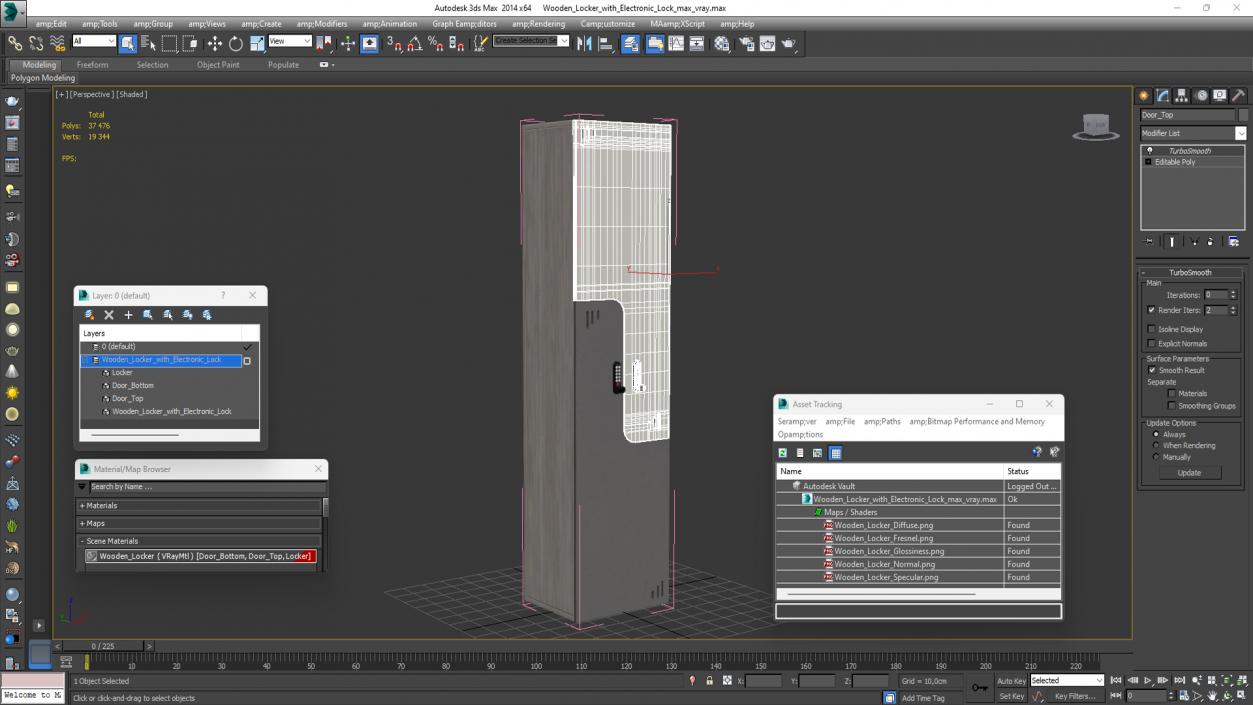 Wooden Locker with Electronic Lock 3D model