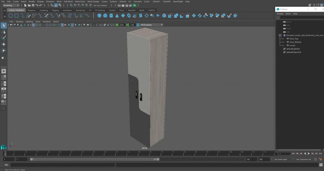 Wooden Locker with Electronic Lock 3D model