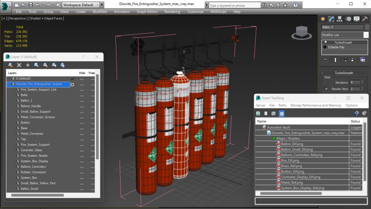 Dioxide Fire Extinguisher System 3D