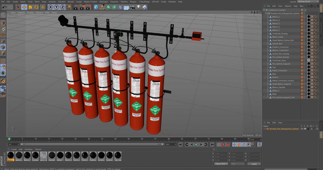 Dioxide Fire Extinguisher System 3D