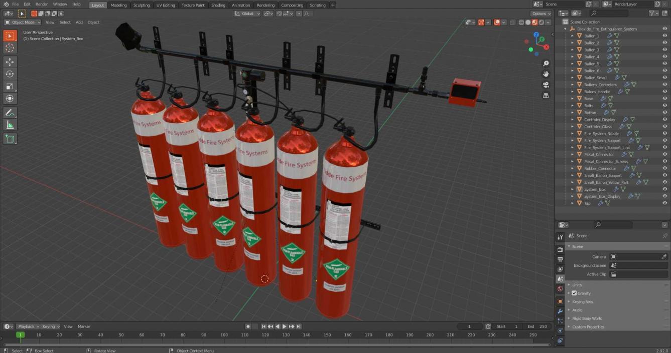 Dioxide Fire Extinguisher System 3D