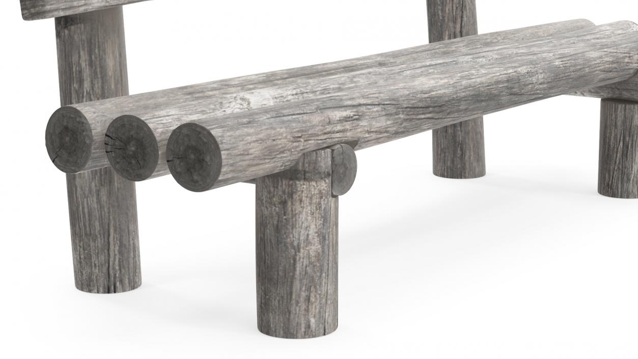 3D Rustic Wooden Old Bench model