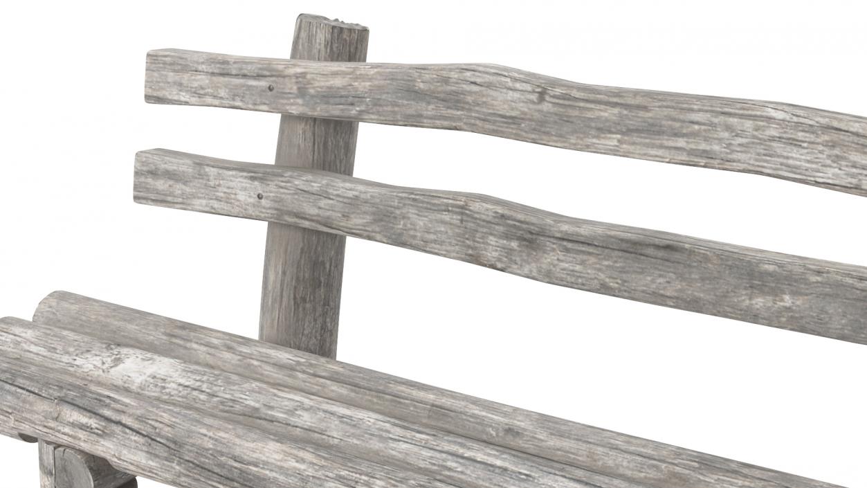 3D Rustic Wooden Old Bench model