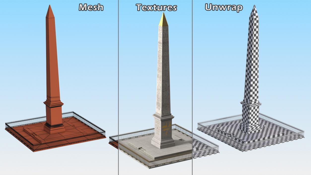 Luxor Obelisks Paris France 3D