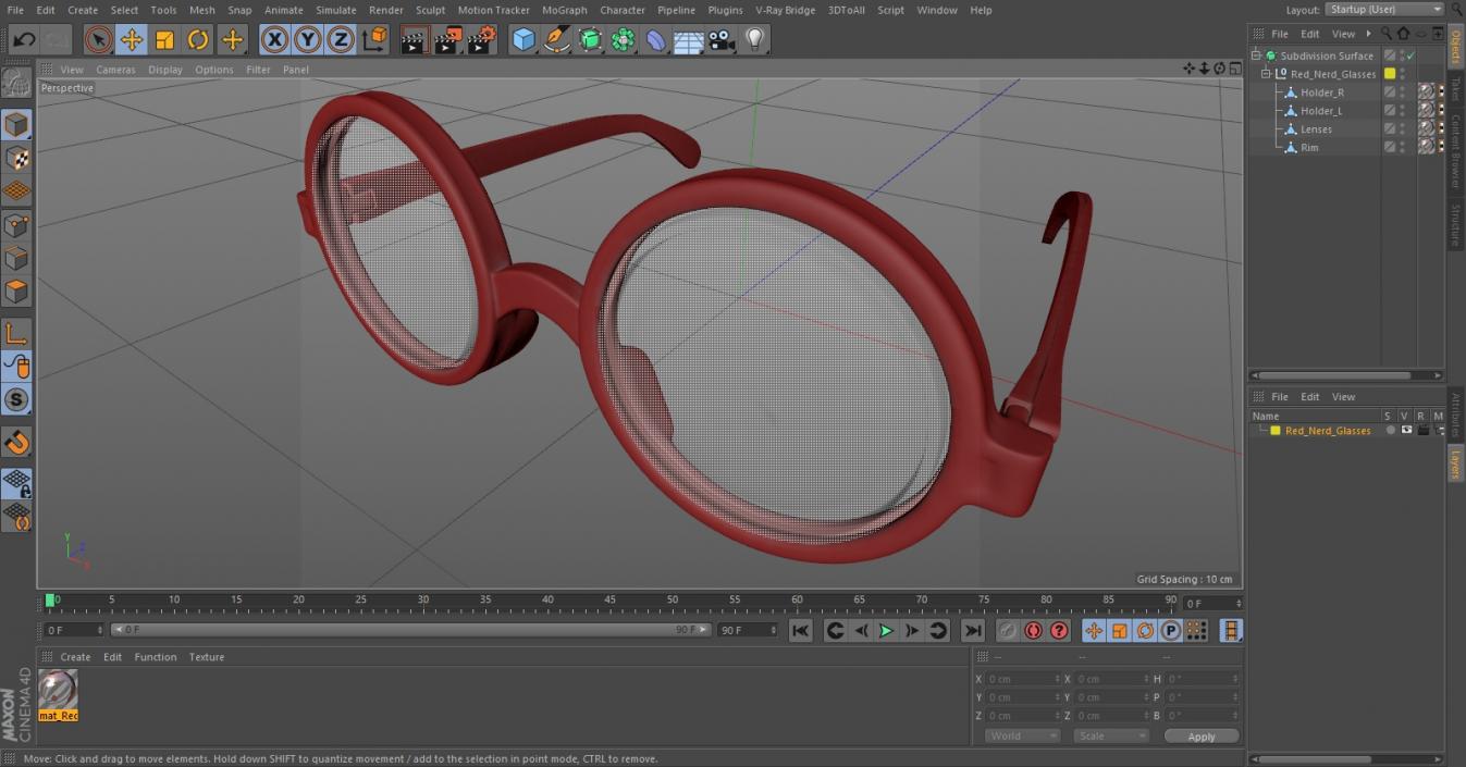 3D Red Nerd Glasses