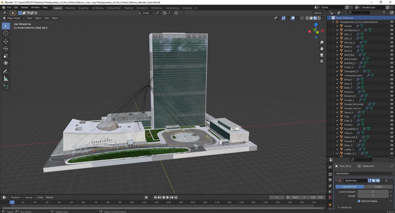 Headquarters of the United Nations 3D model