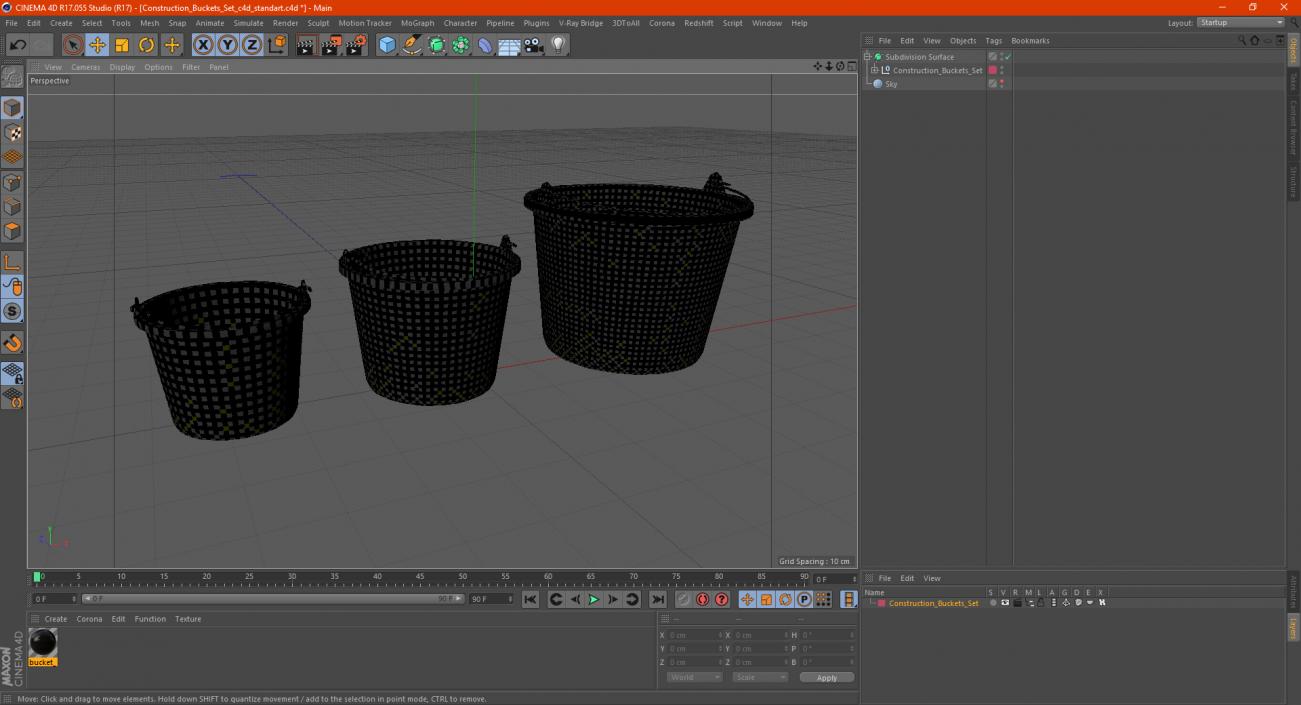 Construction Buckets Set 3D model