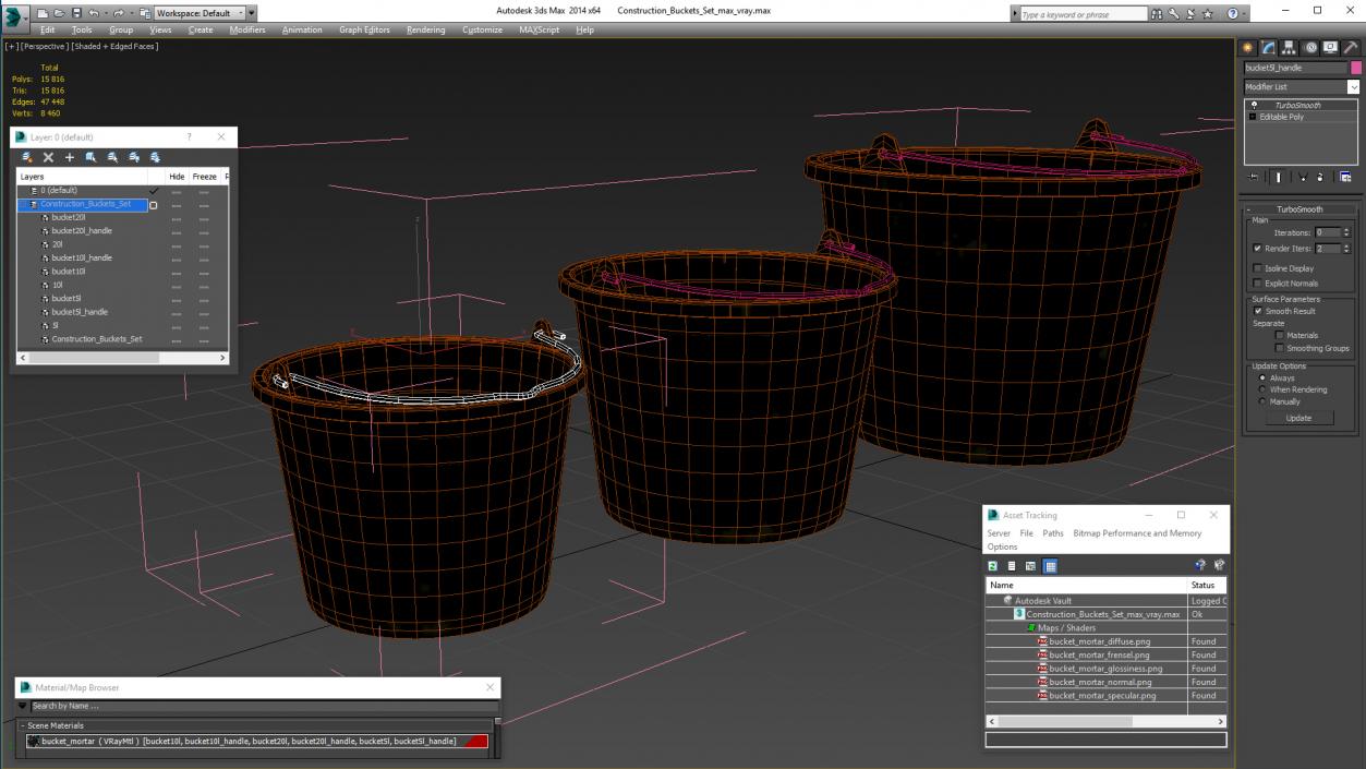 Construction Buckets Set 3D model