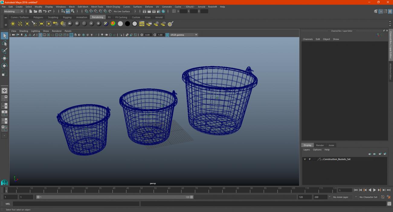 Construction Buckets Set 3D model