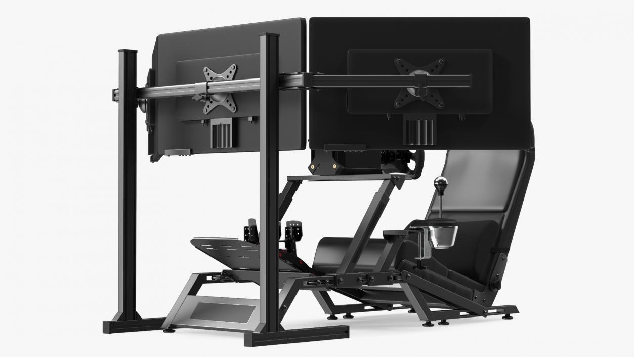 3D model F1 Racing Sim Gaming Setup with Monitors