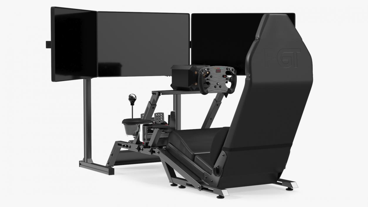 3D model F1 Racing Sim Gaming Setup with Monitors