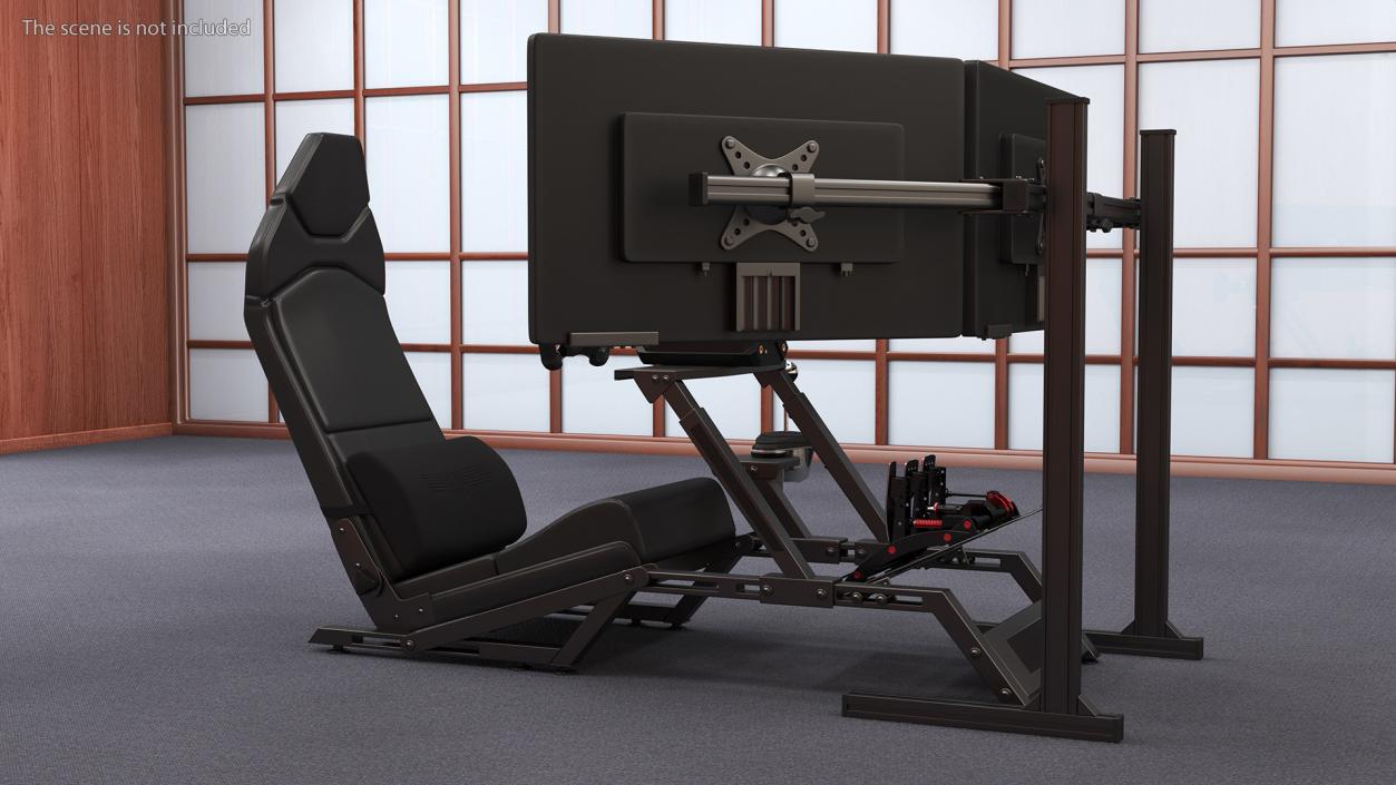 3D model F1 Racing Sim Gaming Setup with Monitors