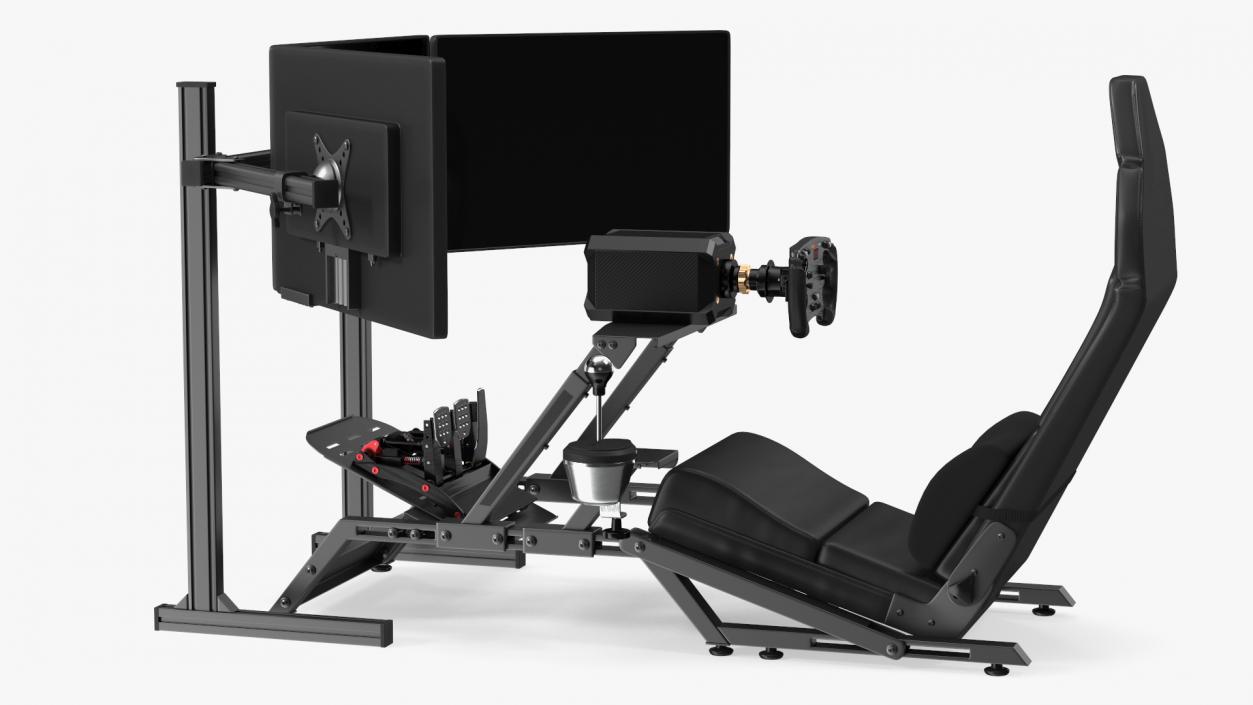 3D model F1 Racing Sim Gaming Setup with Monitors