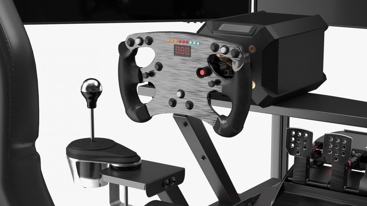 3D model F1 Racing Sim Gaming Setup with Monitors