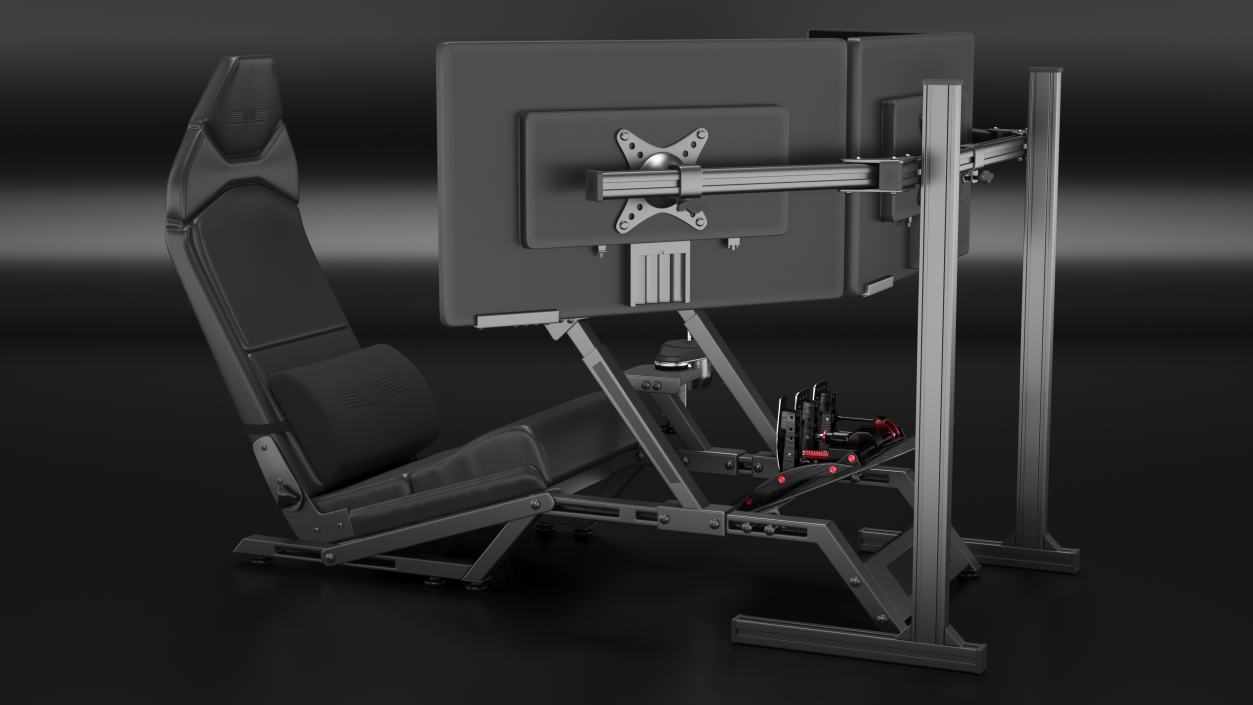 3D model F1 Racing Sim Gaming Setup with Monitors