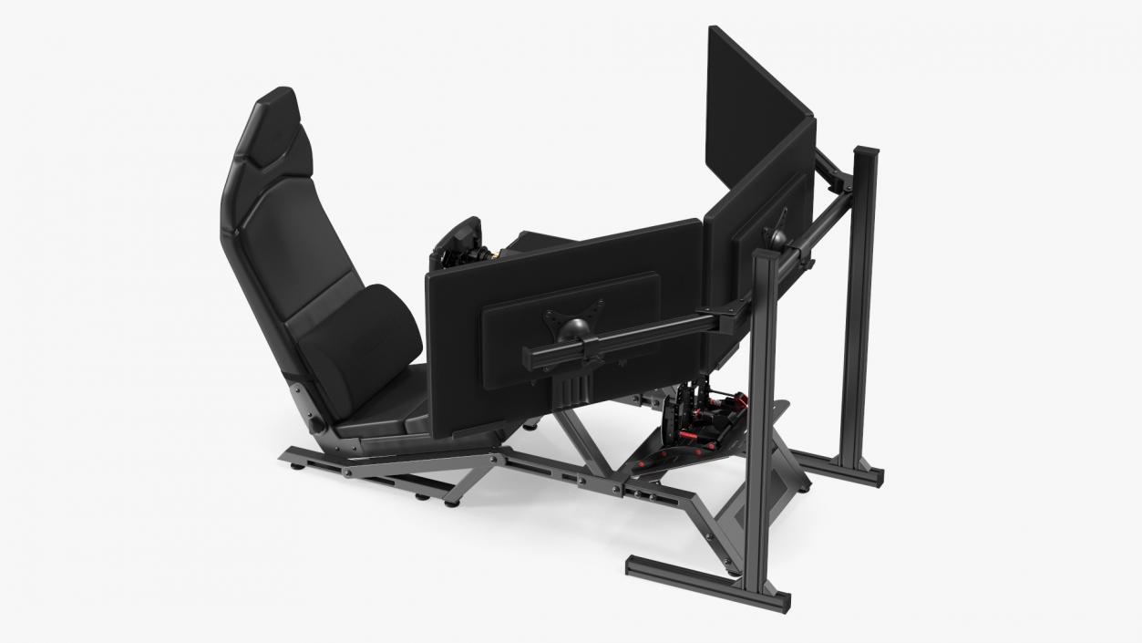 3D model F1 Racing Sim Gaming Setup with Monitors