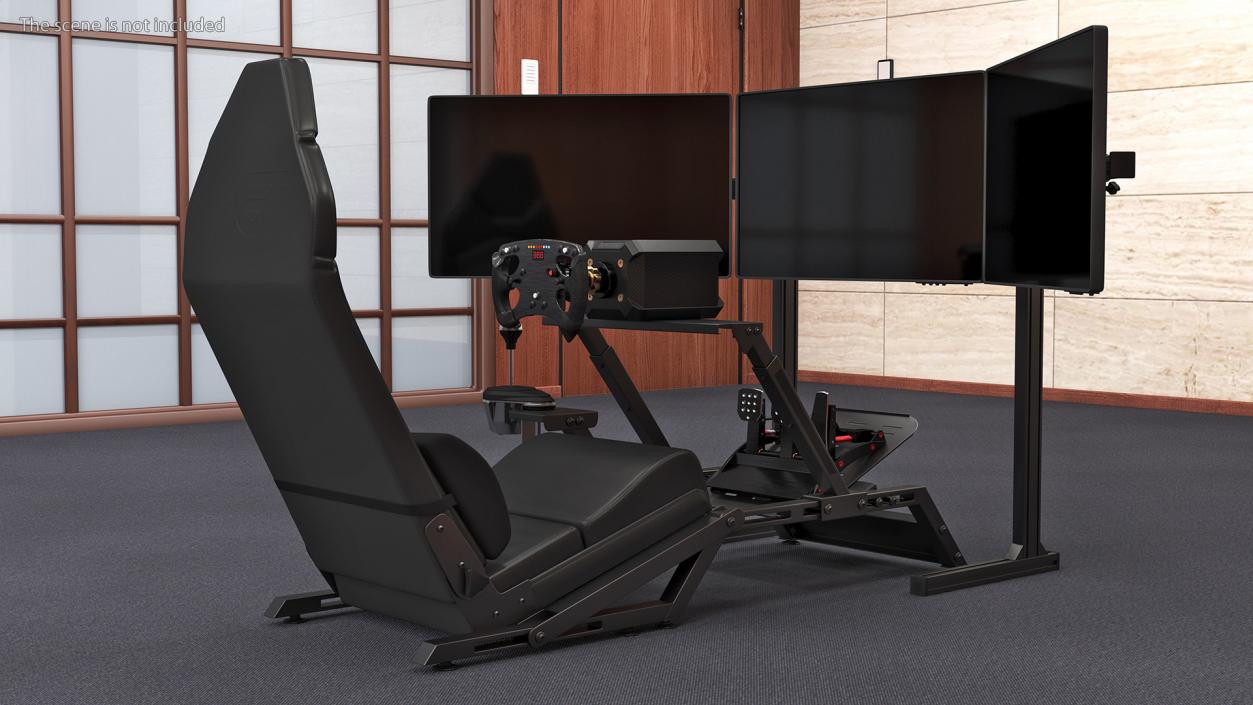 3D model F1 Racing Sim Gaming Setup with Monitors