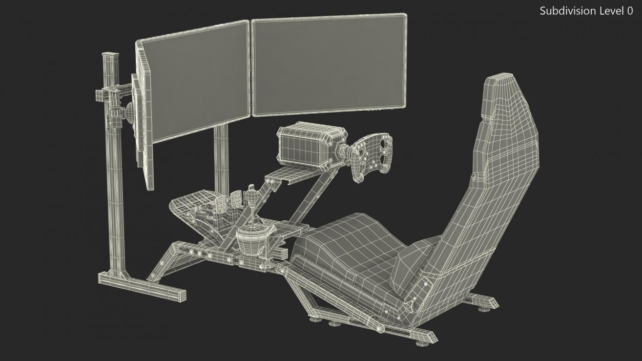 3D model F1 Racing Sim Gaming Setup with Monitors