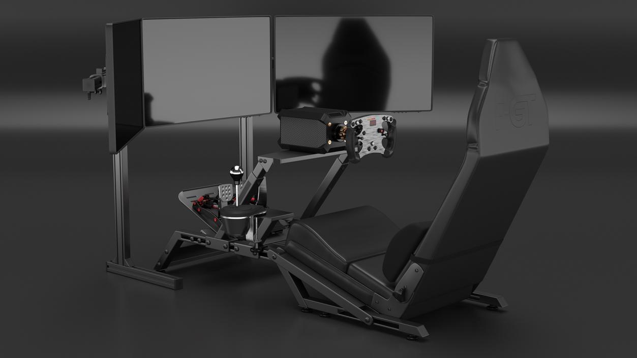 3D model F1 Racing Sim Gaming Setup with Monitors