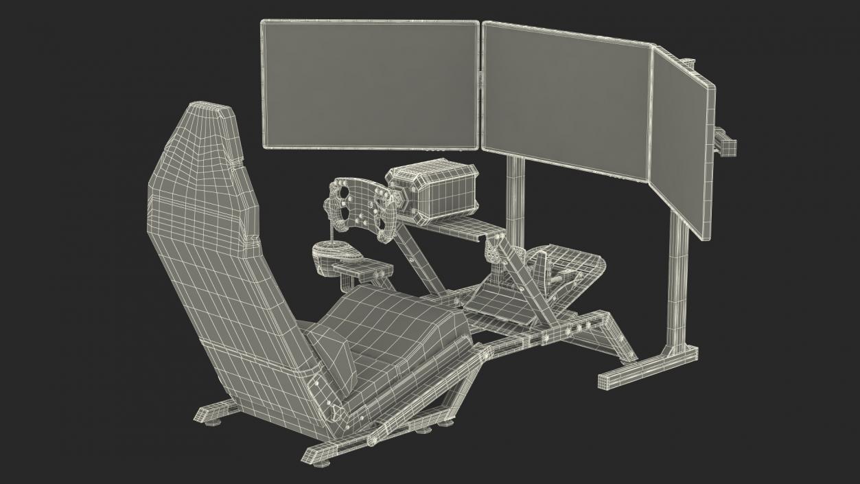 3D model F1 Racing Sim Gaming Setup with Monitors