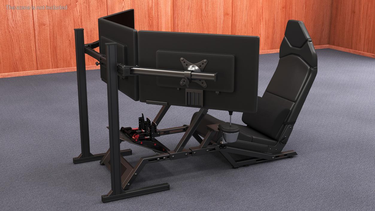 3D model F1 Racing Sim Gaming Setup with Monitors