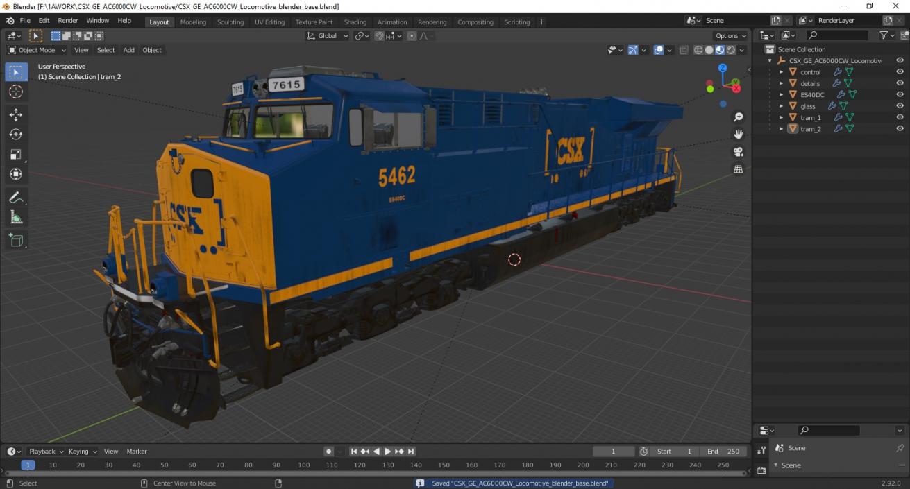 3D CSX GE AC6000CW Locomotive