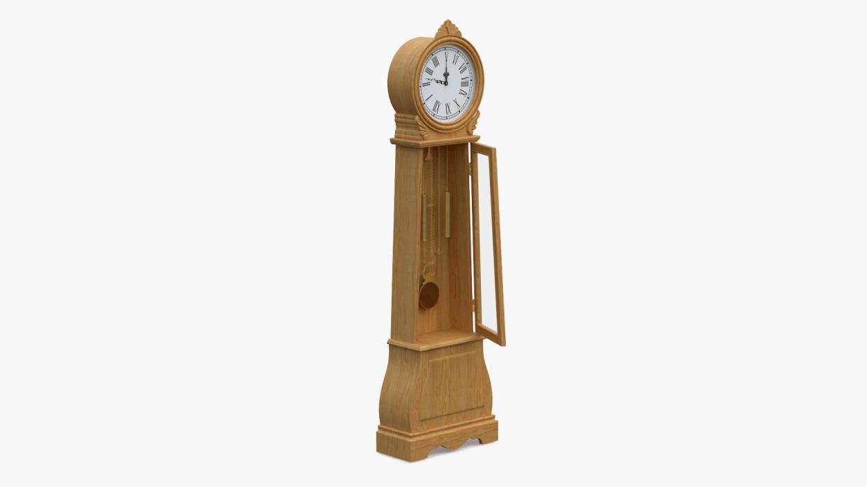 3D Grandfather Clock Light Wood Open model