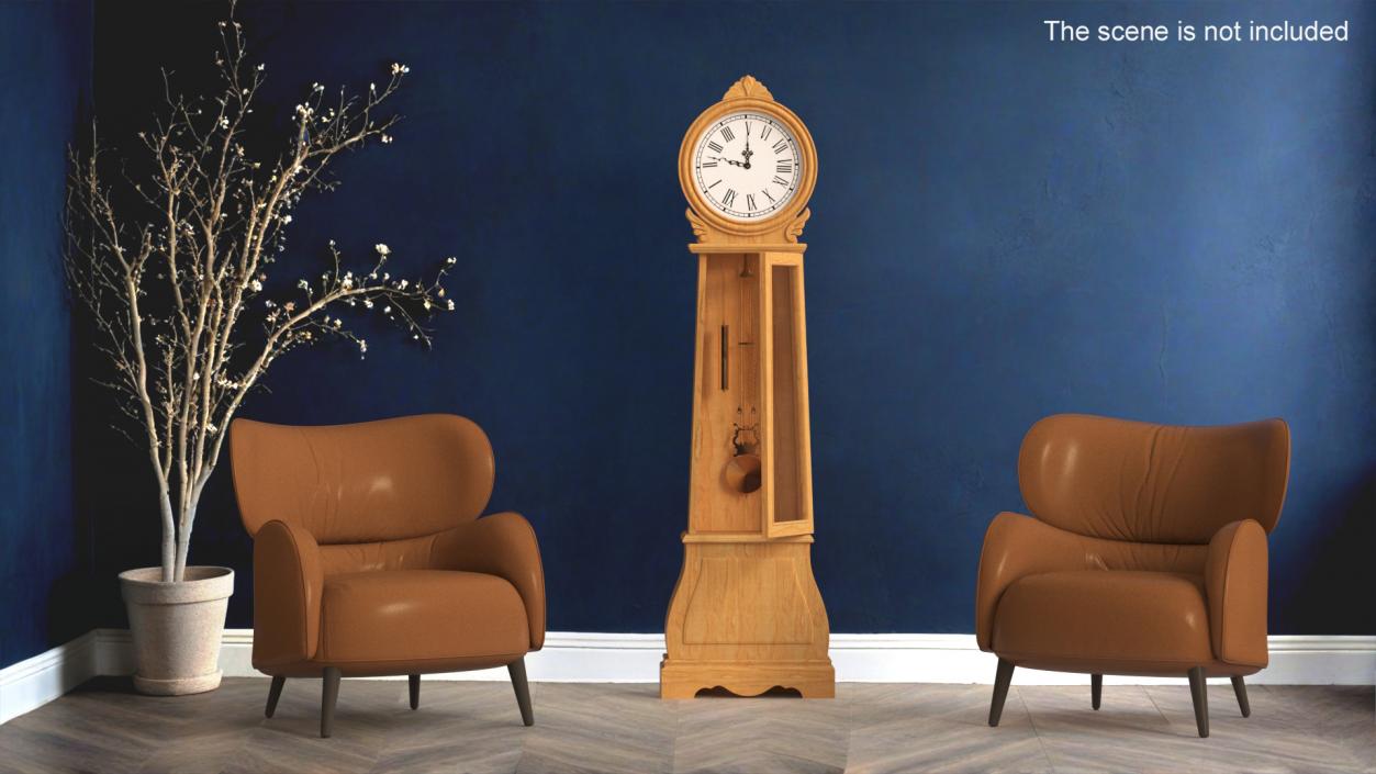 3D Grandfather Clock Light Wood Open model