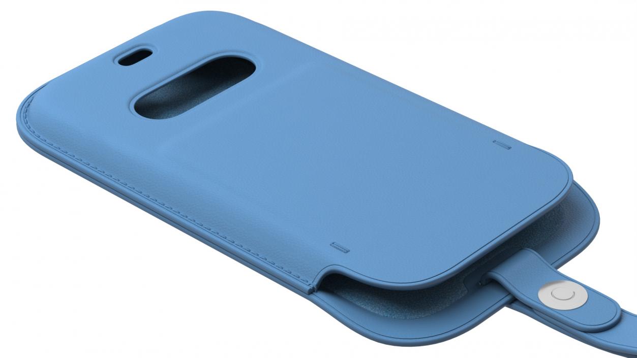 3D iPhone 12 mini Leather Sleeve Baltic Blue