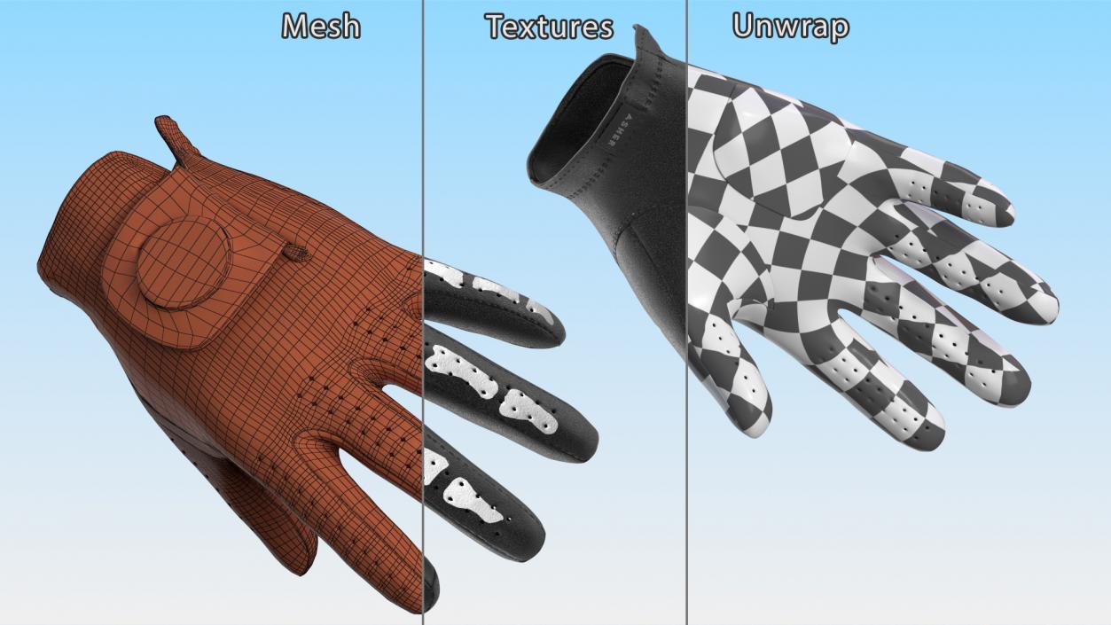 3D Black Premium Golf Gloves Asher